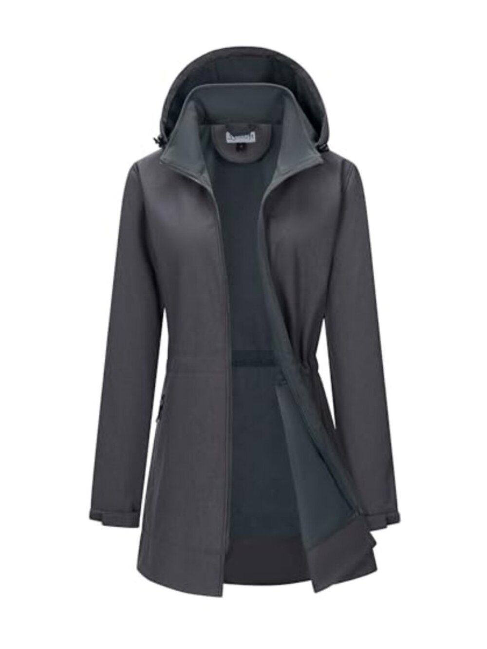 Women's Waterproof Softshell Long Rain Jacket Fleece Lined Windproof Hooded